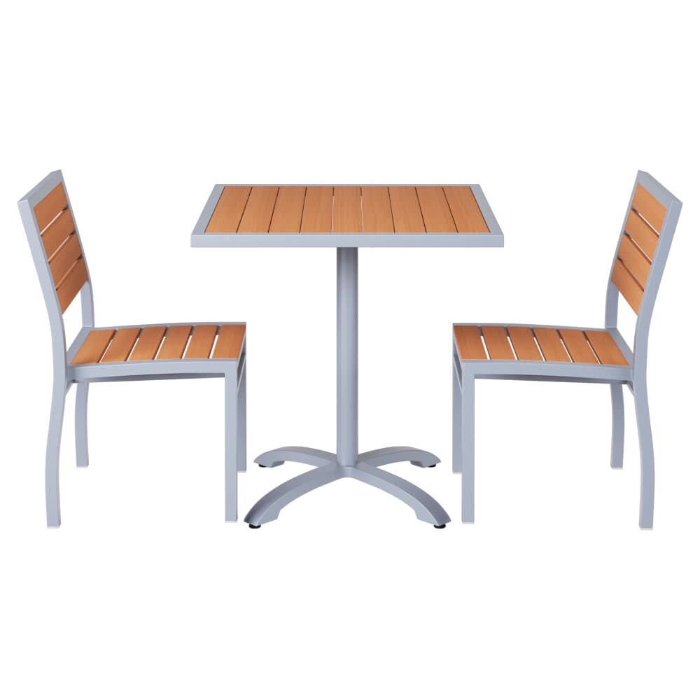 Side Chairs Set with Table, Gray Aluminum