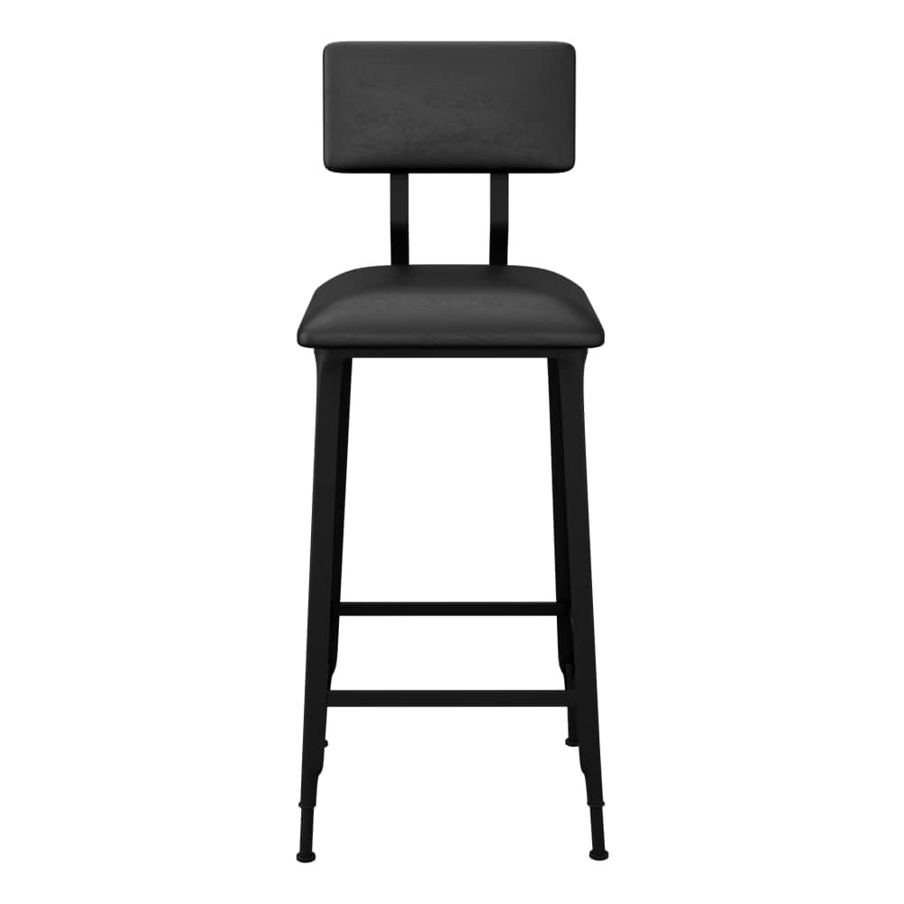 Massello Bar Stool in Industrial Metal with Padded Back