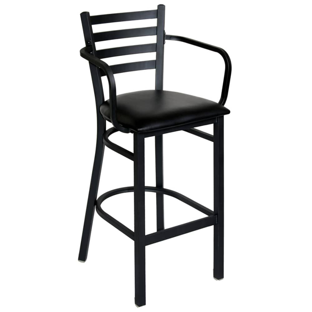 Metal Bar Stool with Ladder-Back and Arms