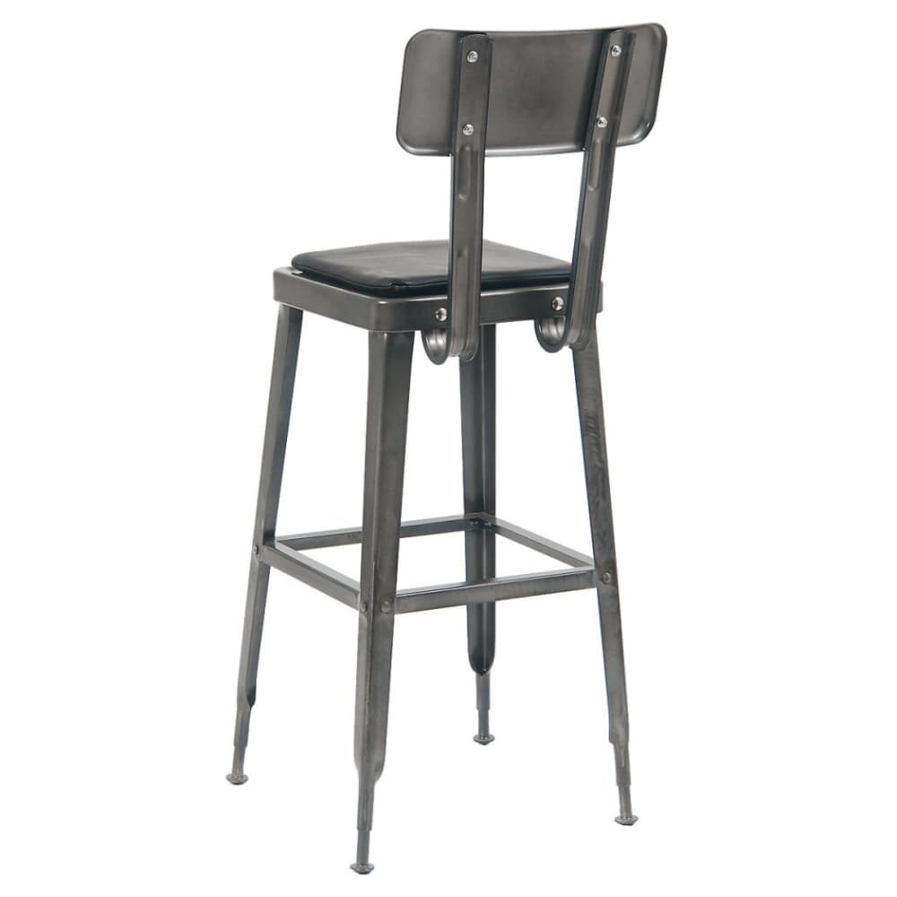 Laurie Metal Bar Stool in Dark Gray Finish, Bistro-Style