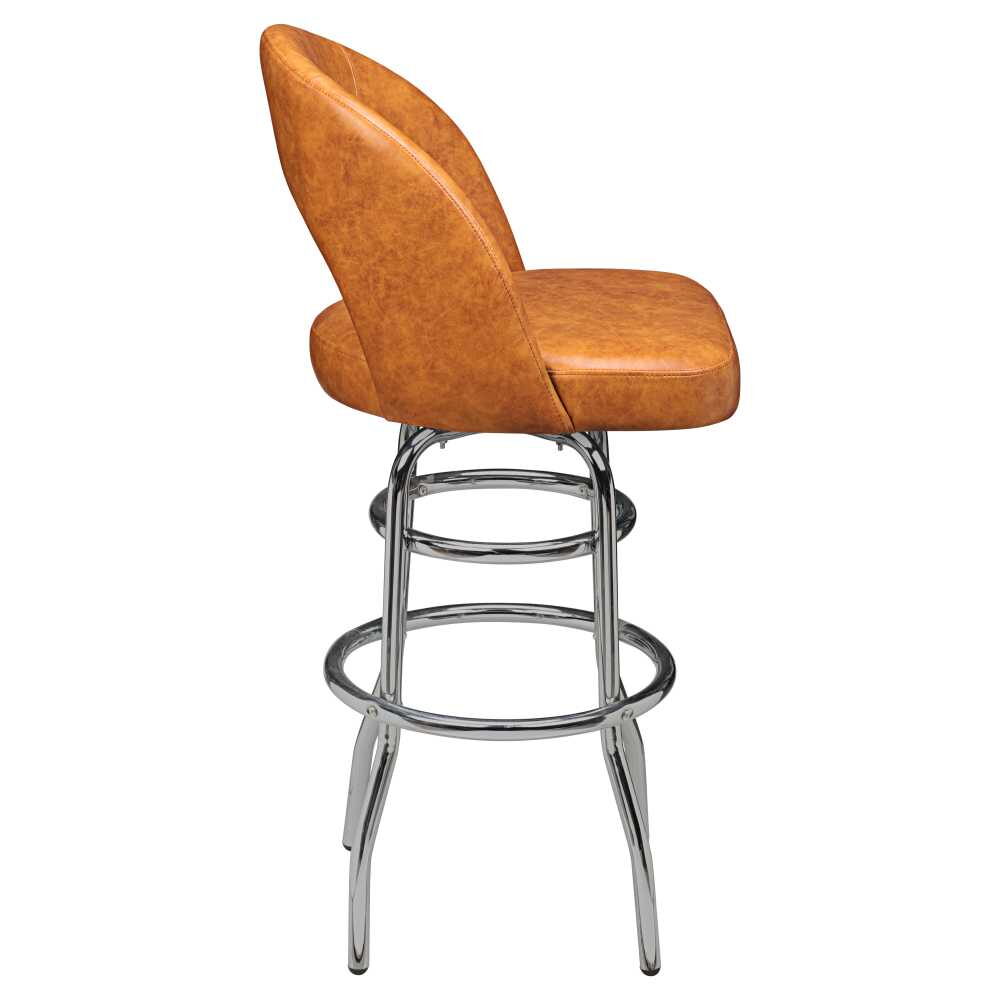 Yali Swivel Bar Stool with Chrome Frame, Bucket