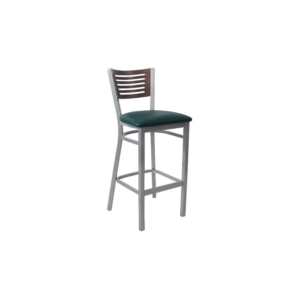 Metal Bar Stool with Interchangeable Back, 5 Slats, Silver