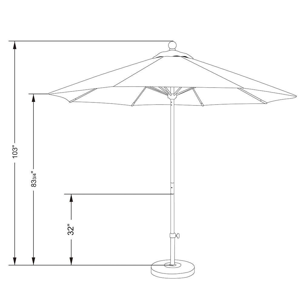 Casey Umbrella in Aluminum, 9 Ft