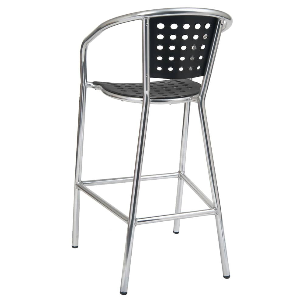 Patio Bar Stool, Aluminum with Black Resin