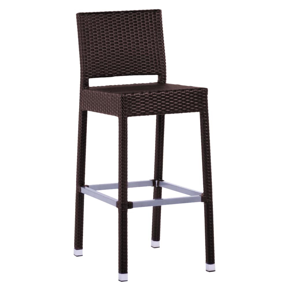Felix Patio Bar Stool with Woven Chocolate Rattan