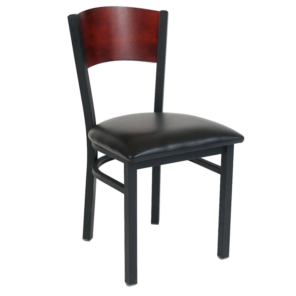 Metal Chair with Curved Solid Wood Back