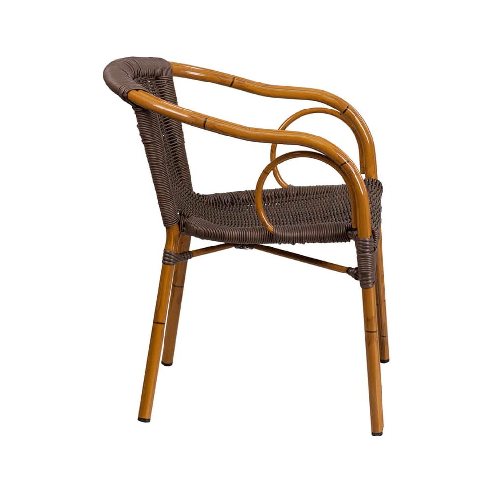 Chair with Dark Brown Rattan, Aluminum Cherry Frame Finish
