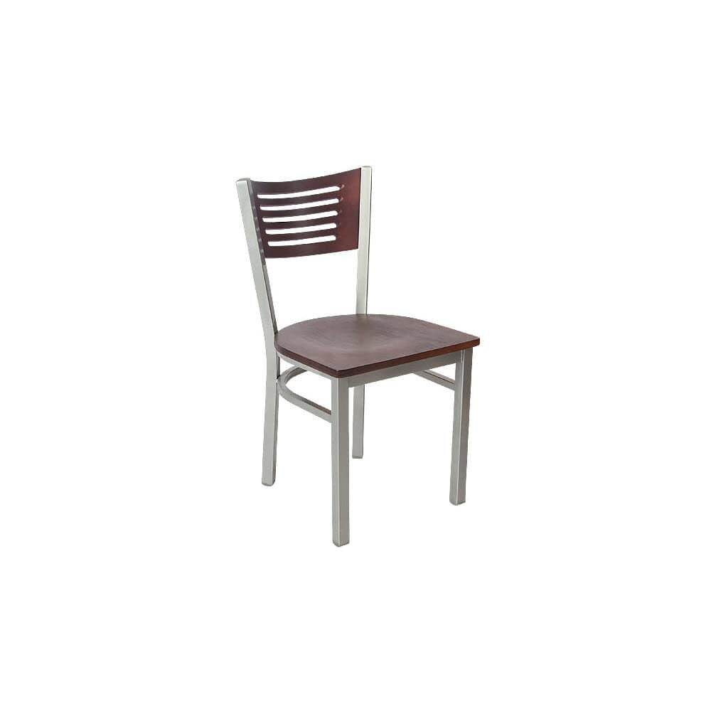 Metal Chair with Interchangeable Back, 5 Slats, Silver