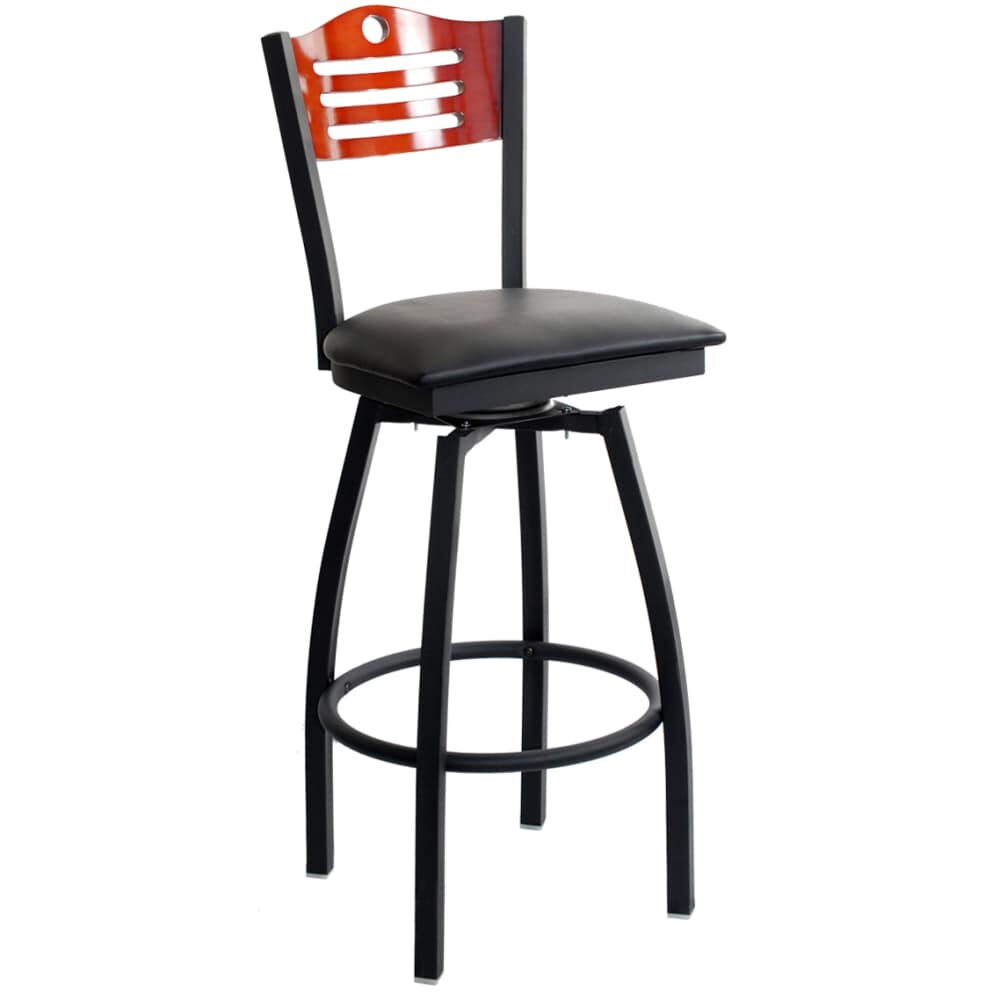 Metal Swivel Bar Stool with Circle, 3 Slats and Interchangeable Back
