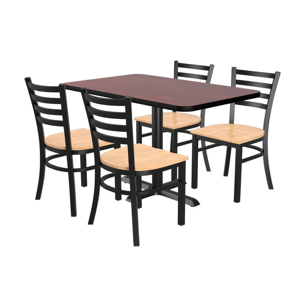 Ladder-Back Metal Chairs Set of 4 with Rectangular Reversible Table