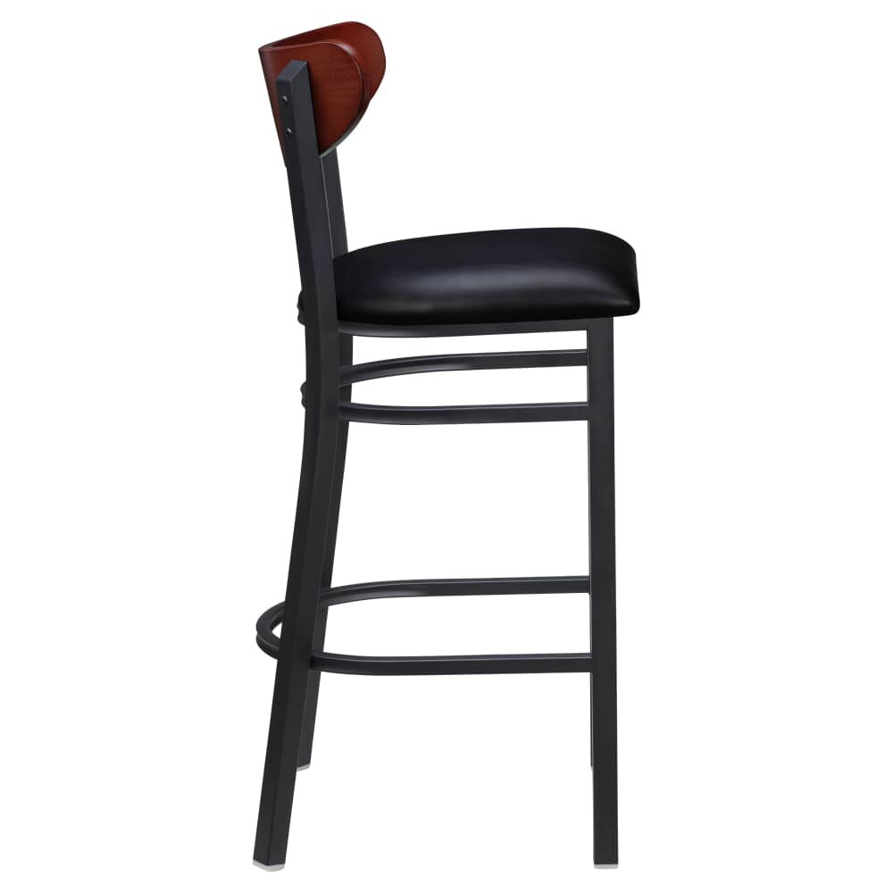 Curvy Bar Stool in Metal with Wood Back