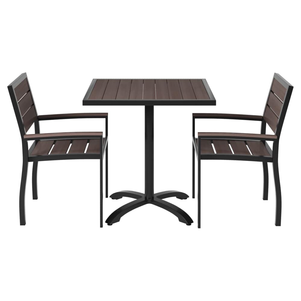 Patio Dining Set with Armchairs, Black and Dark Walnut