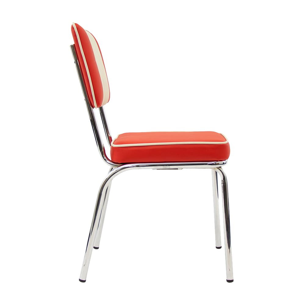 Retro Chair in Metal with Vinyl Upholstery