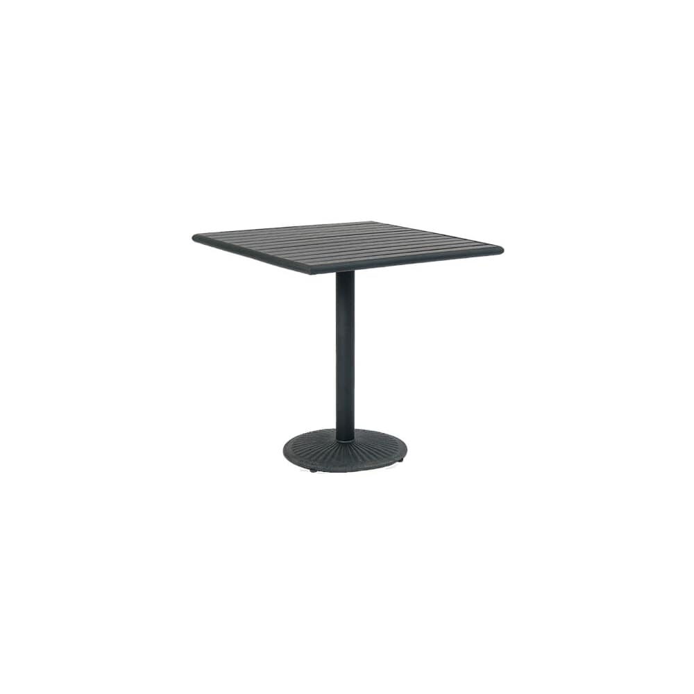 Table Base with Faux Teak Top, Black Finish