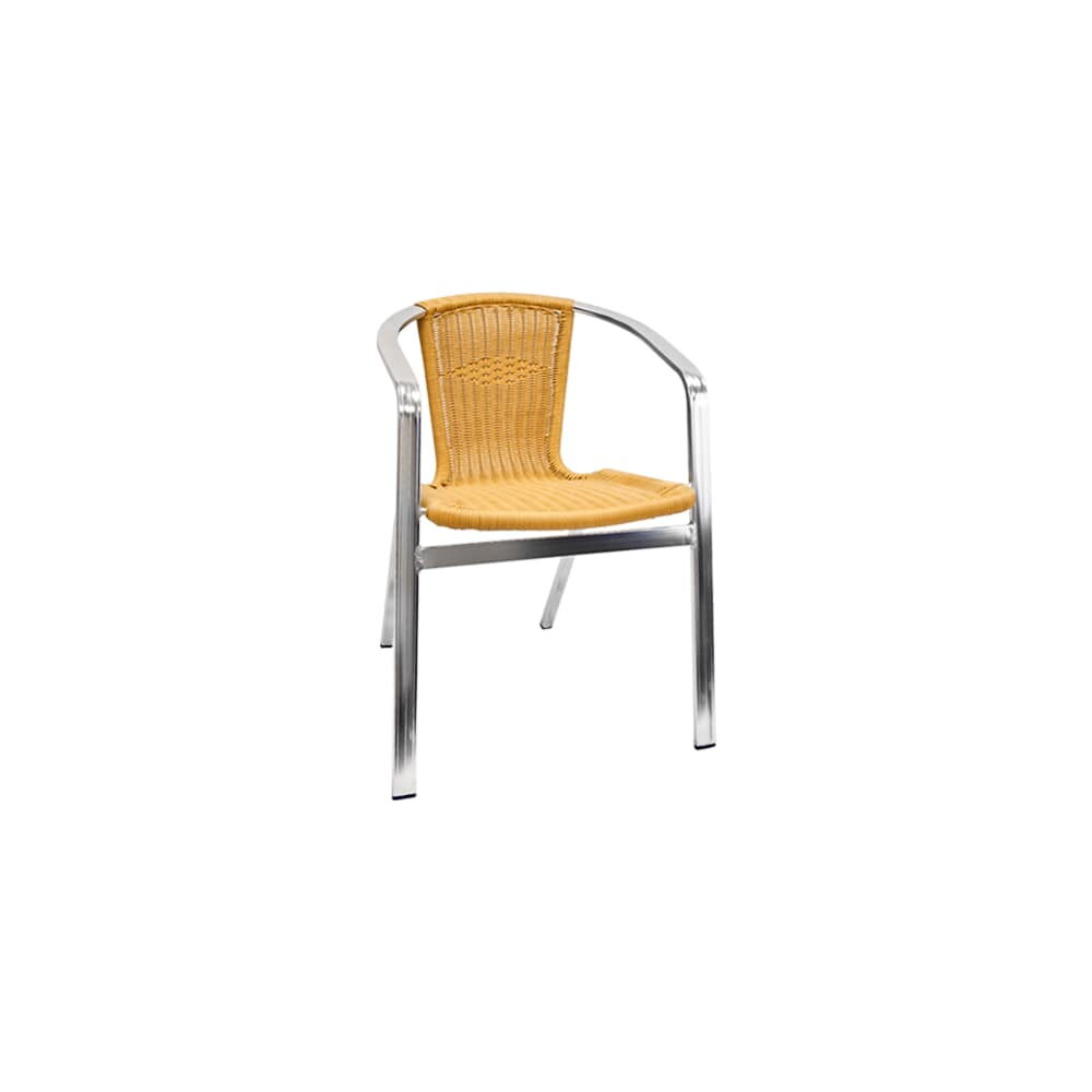 Patio Chair, Double Tube Aluminum and Rattan