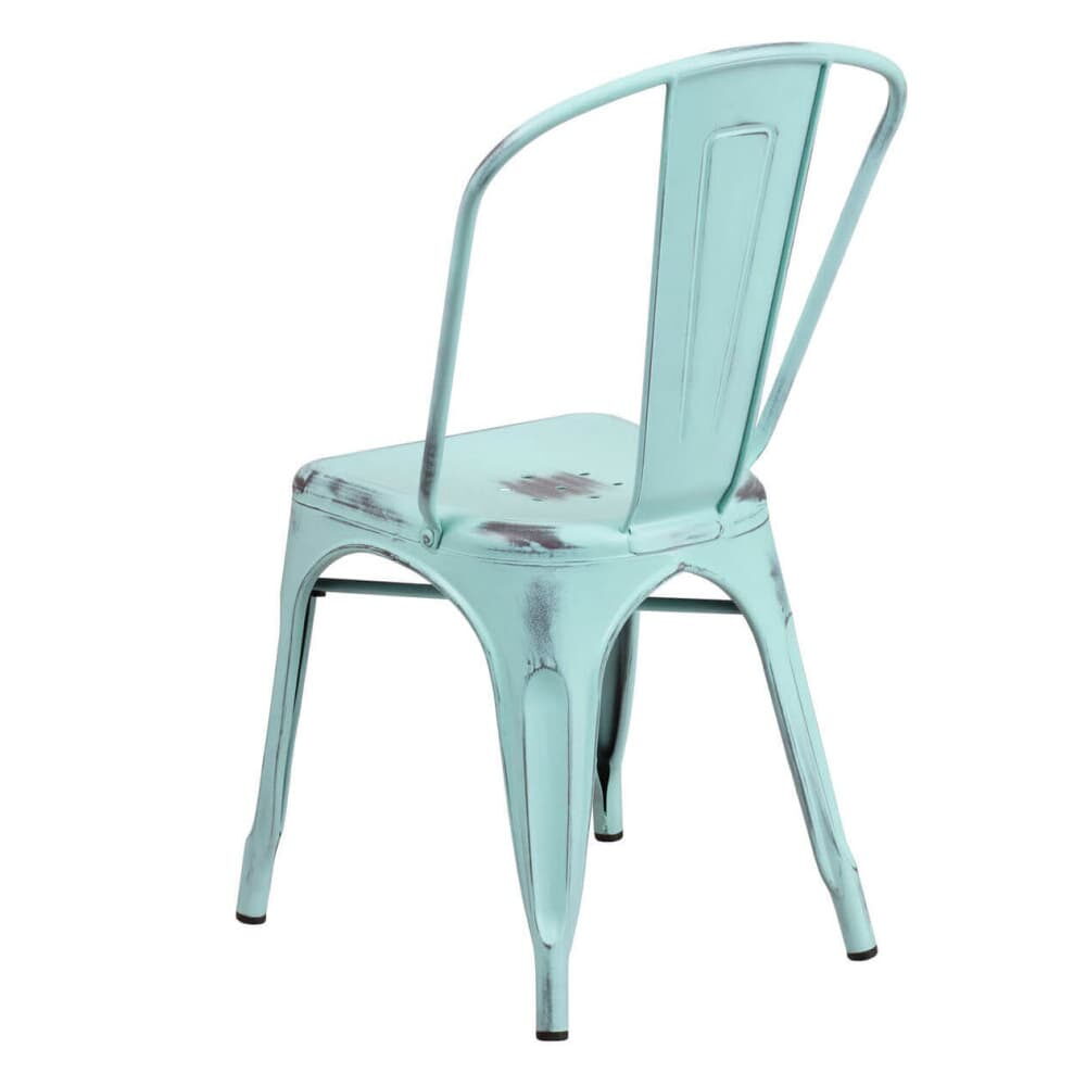 Metal Chair in Distressed Ice Blue, Bistro-Style