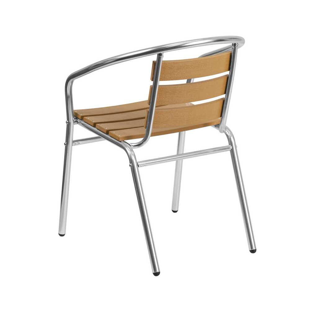 Patio Chair in Aluminum and Faux Teak