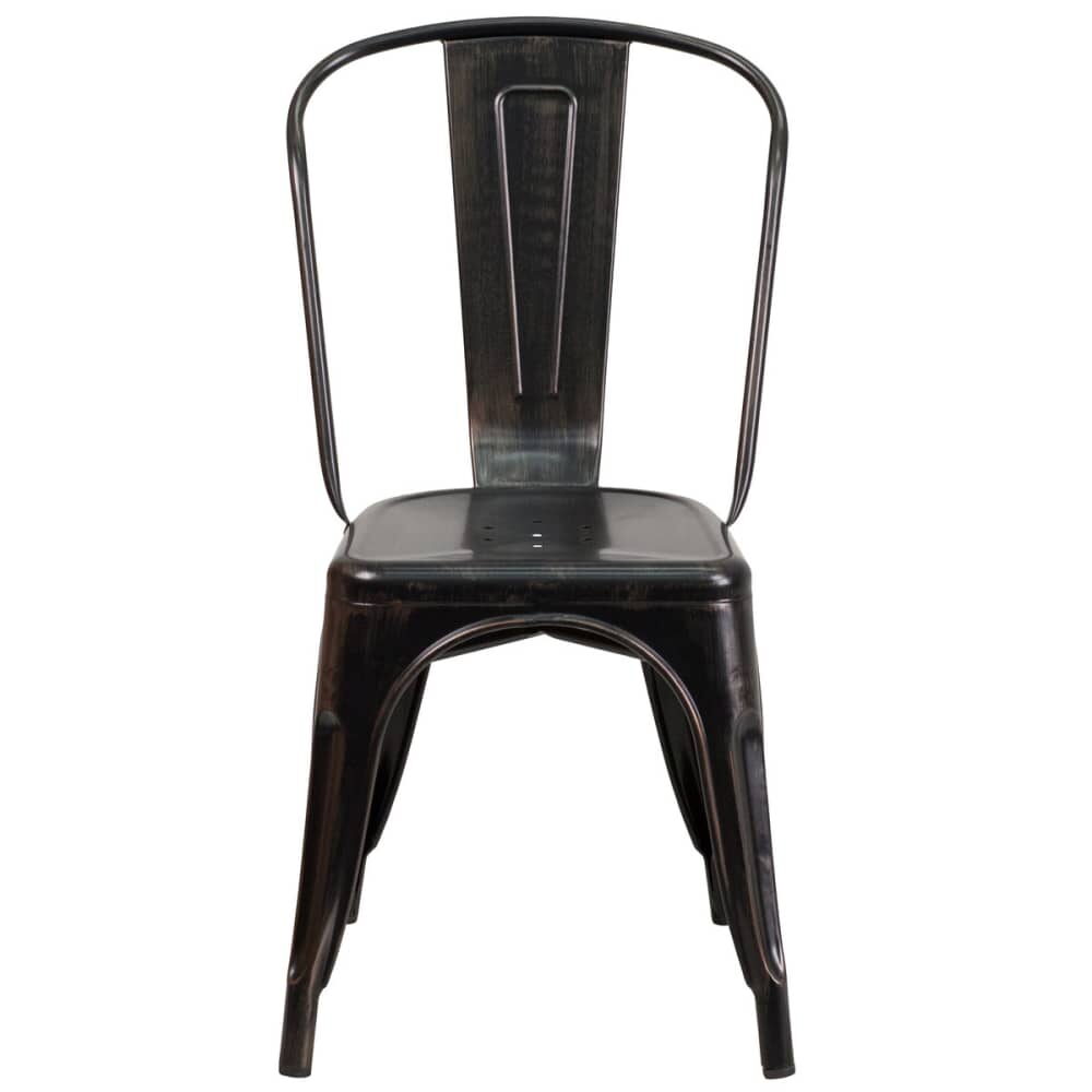 Metal Chair with Black-Antique Gold Finish, Bistro-Style