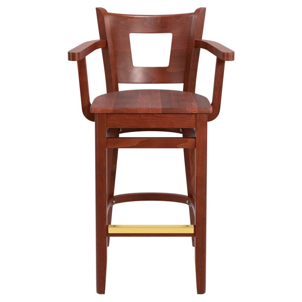 Duna Bar Stool in Wood with Arms and Square Back