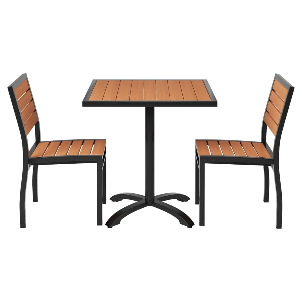 Patio Chairs Set with Table, Black Aluminum