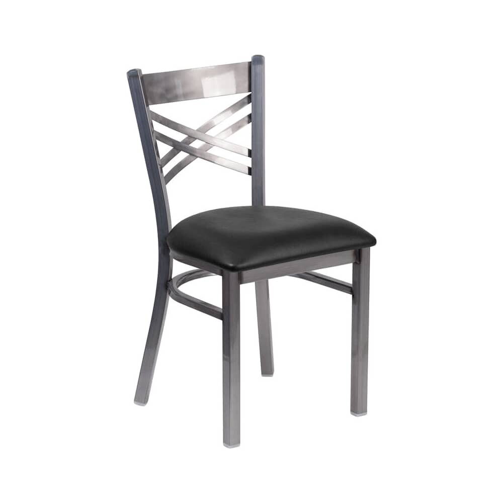 Metal Chair with X-Back, Clear Coat Finish