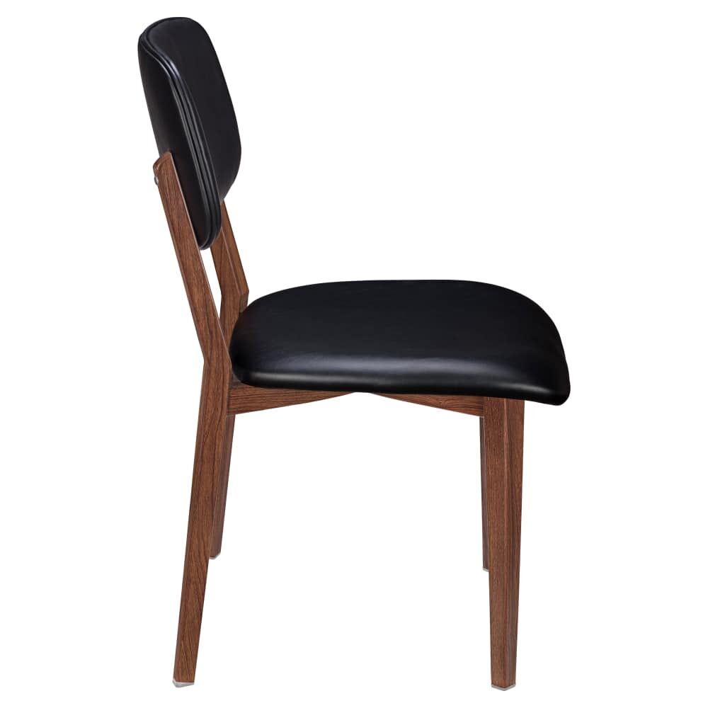Enzo Chair with Padded Back, Wood Grain Metal