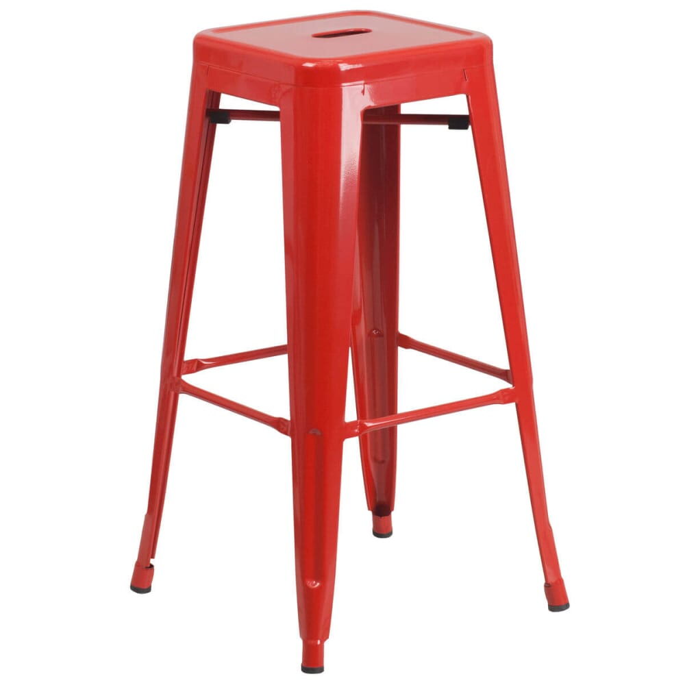 Bistro-Style Bar Stool, Backless in Red