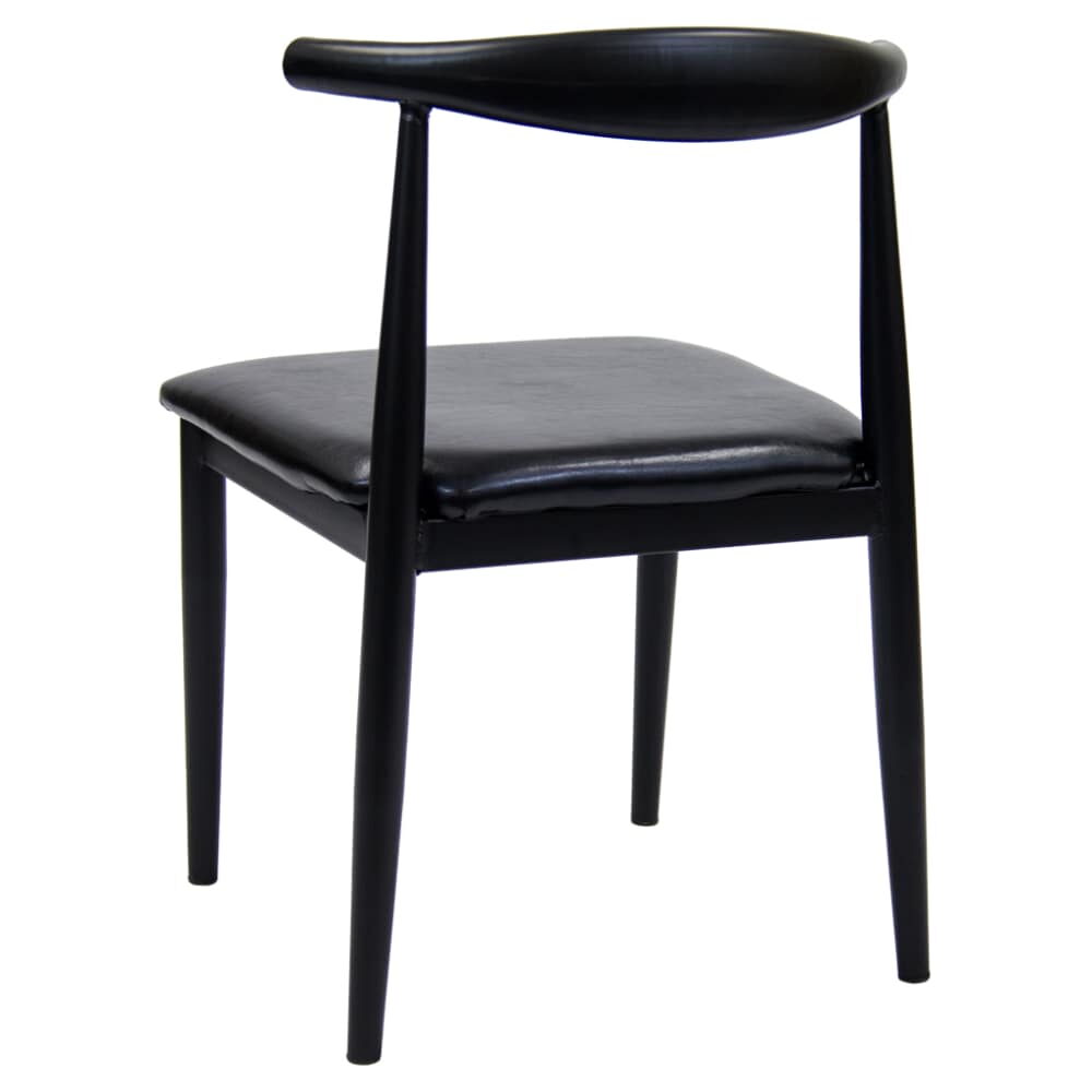 Metal Chair with Curved Back, Black Finish and Black Vinyl Seat