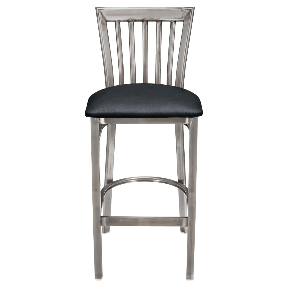 Metal Bar Stool with Elongated Back and Clear Coat