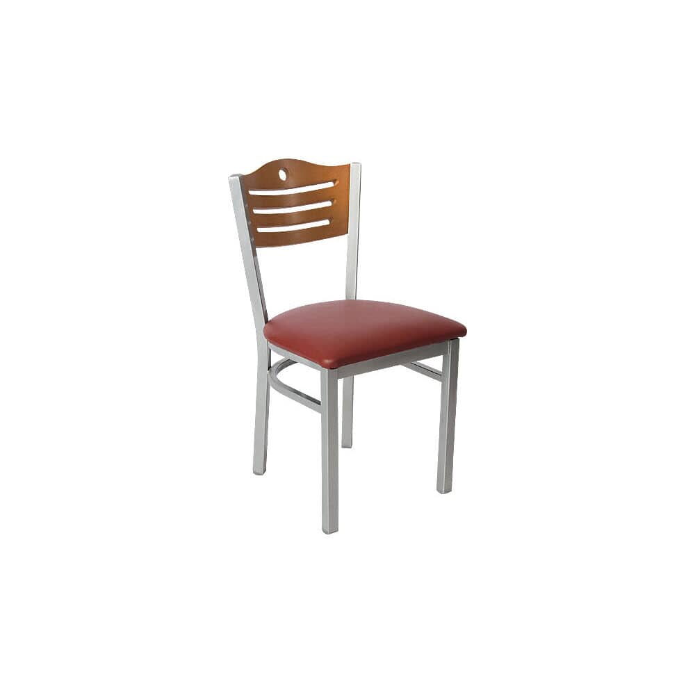 Metal Chair with Interchangeable Back, Slats and Circle, Silver