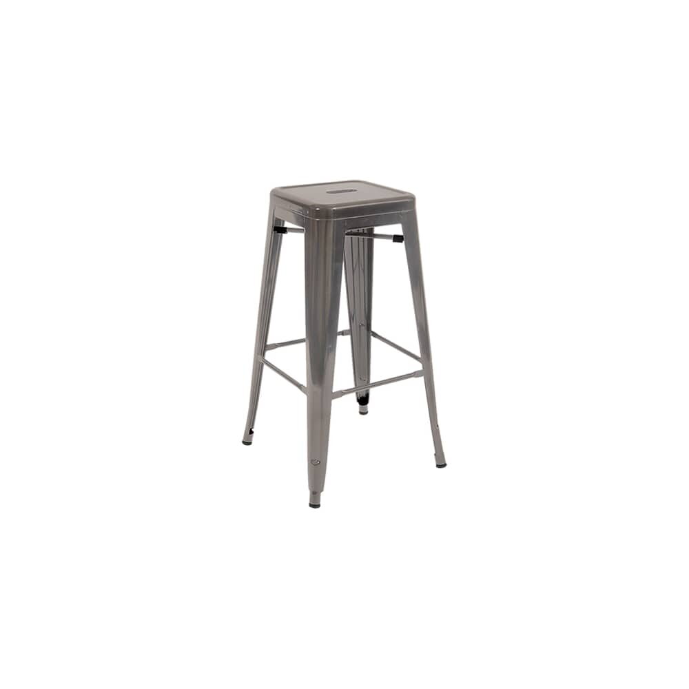 Bistro-Style Metal Bar Stool, Backless in Clear Finish