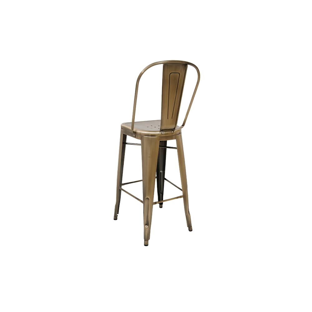 Metal Bar Stool with Brass Finish, Bistro-Style
