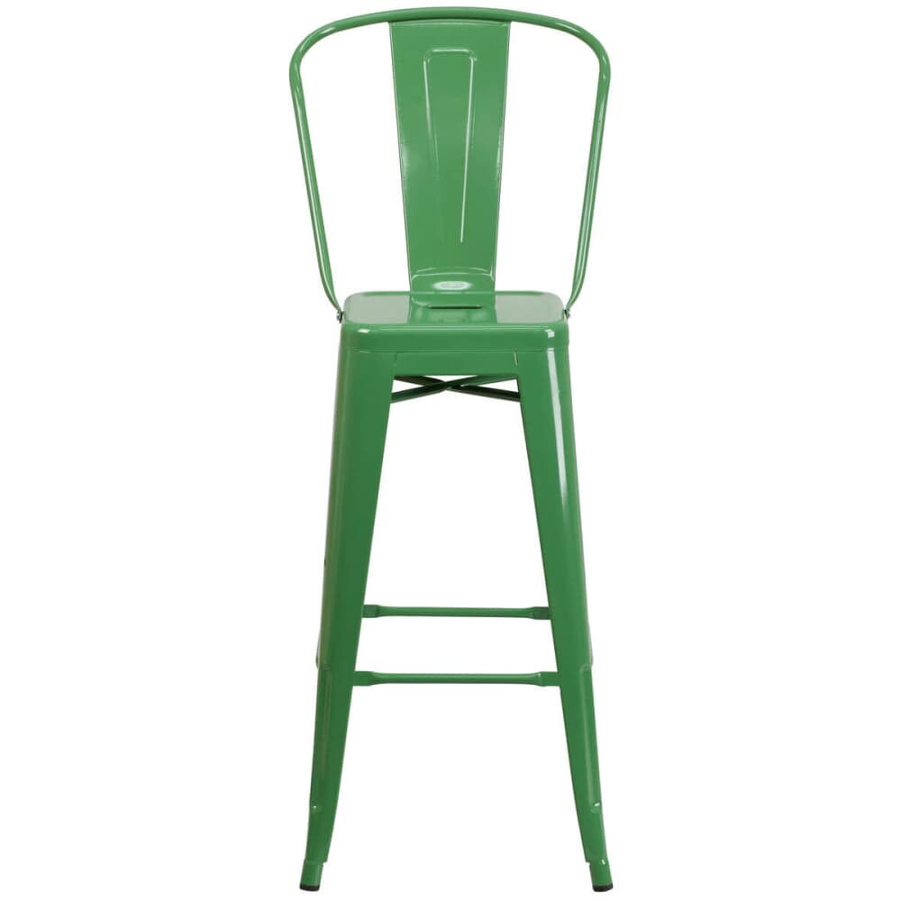 Metal Bar Stool in Green, Bistro-Style