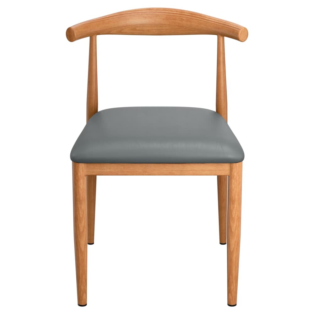 Metal Chair with Wood Grain and Padded Seat, Natural Finish