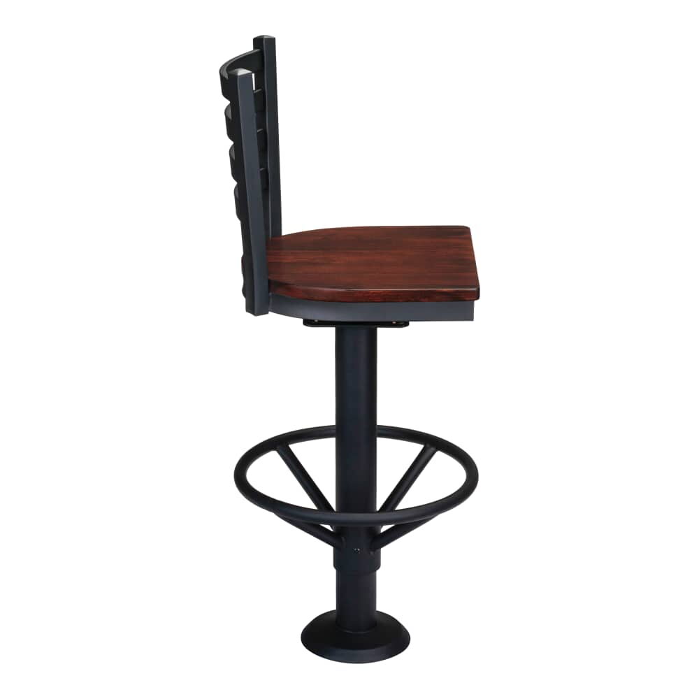 Metal Swivel Bar Stool with Bolt-Down Ladder-Back