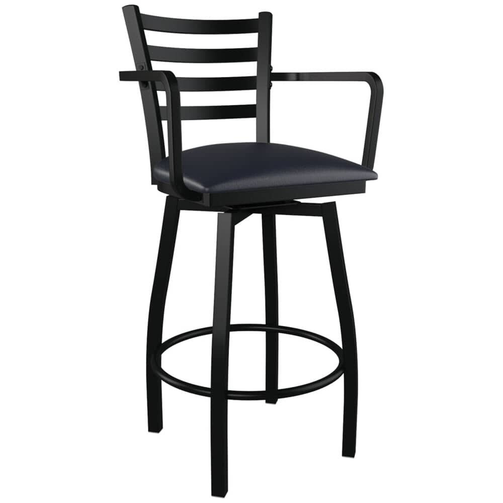 Metal Bar Stool with Arms, Swivel Ladder-Back